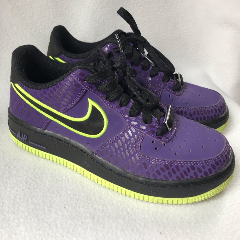 Nike Air Force 1 GS Shoes Purple Volt Youth 4Y